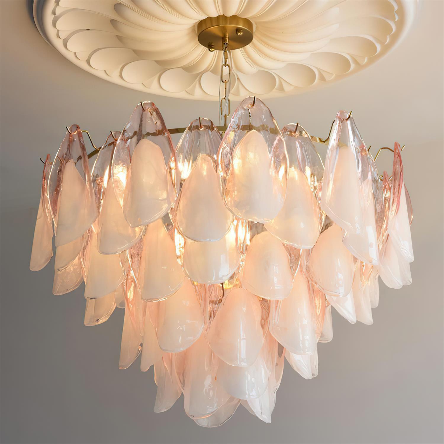 Fuchsia Chandelier Blush & Green Glass Petals - image 24