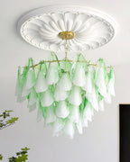Fuchsia Chandelier Blush & Green Glass Petals - image 3