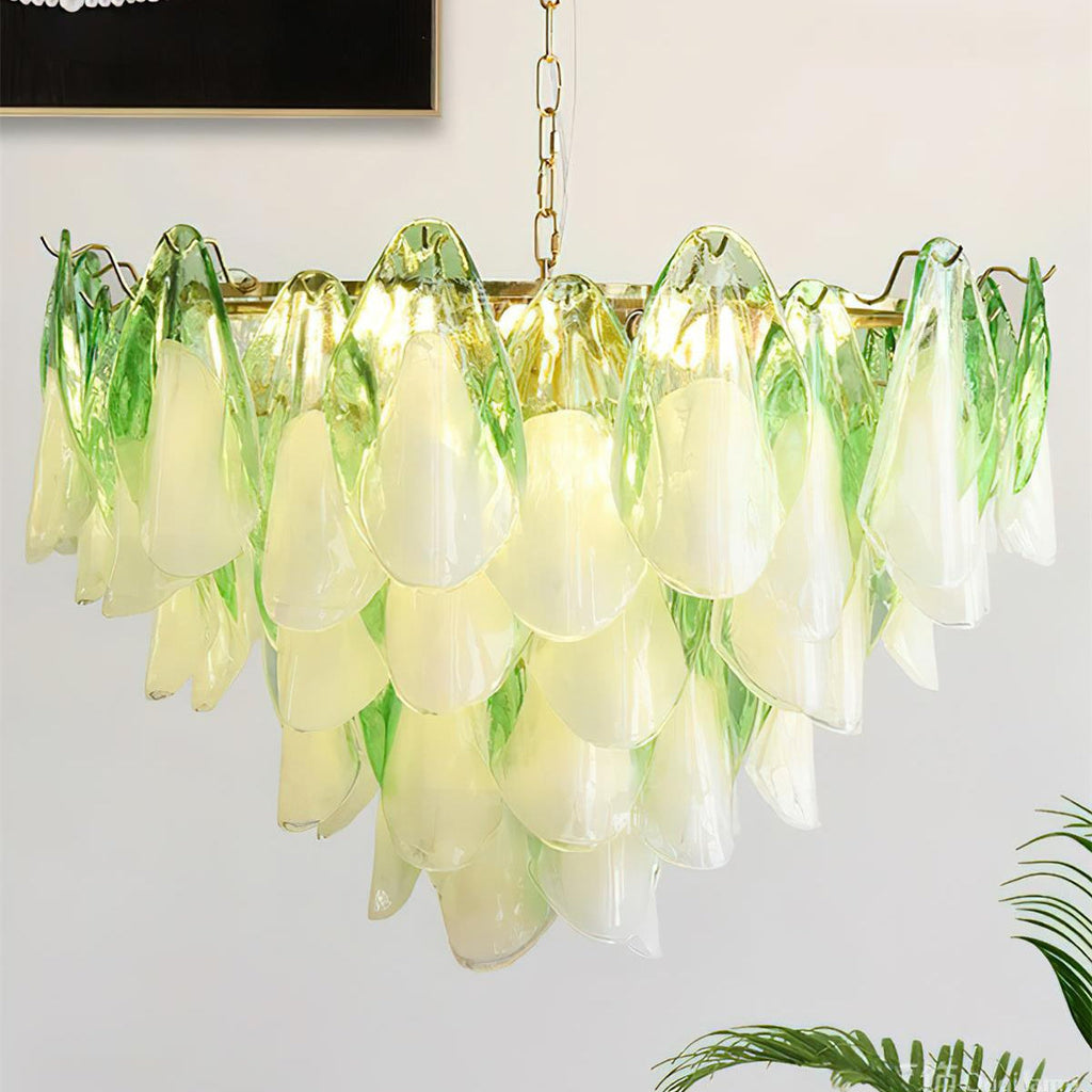 Fuchsia Chandelier Blush & Green Glass Petals - image 11