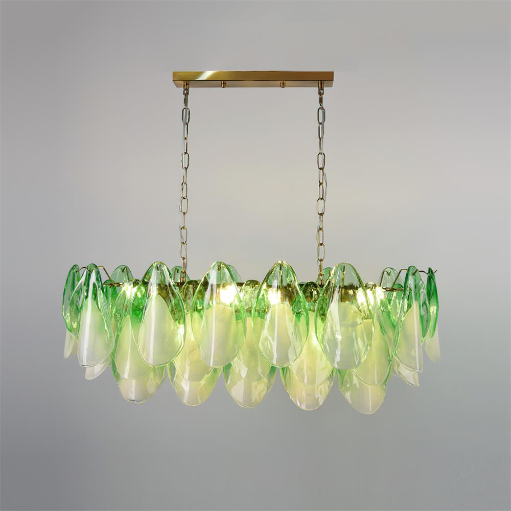 Fuchsia Chandelier Blush & Green Glass Petals - image 13