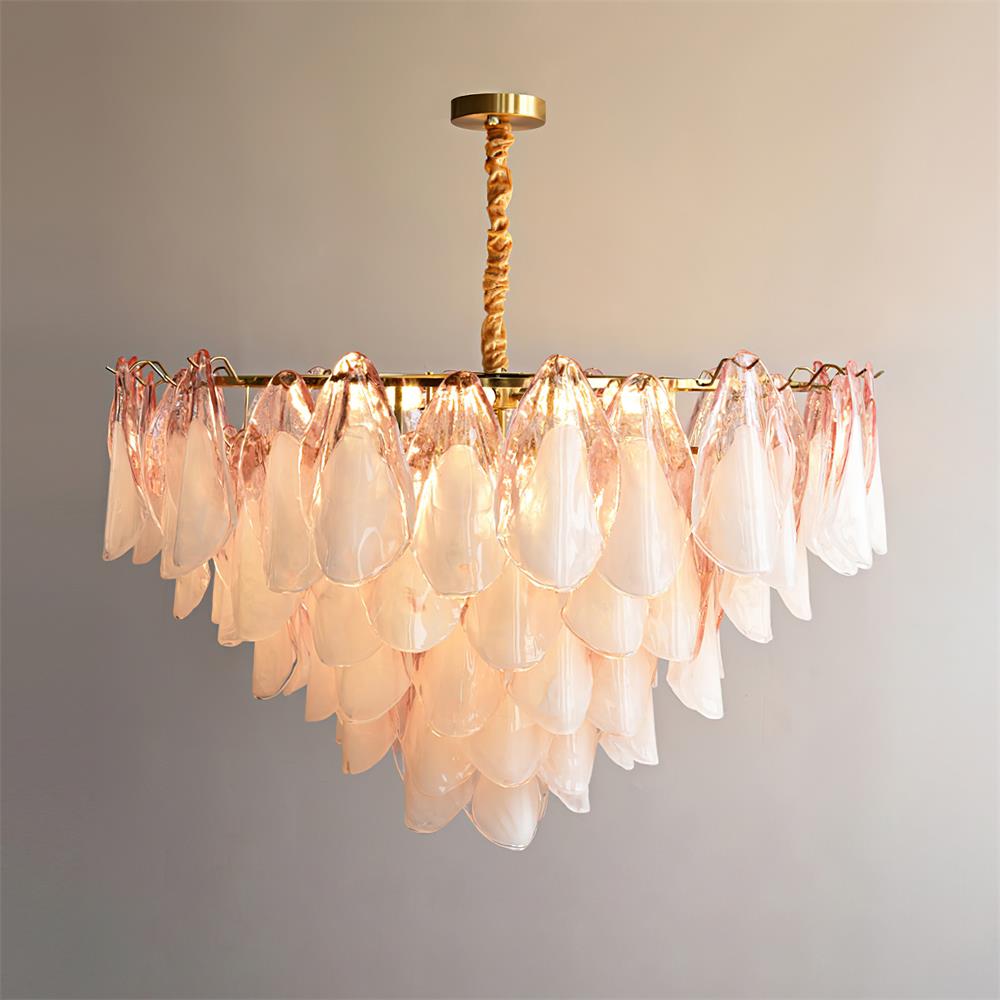 Fuchsia Chandelier Blush & Green Glass Petals - image 28
