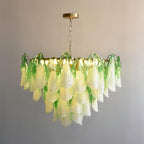 Fuchsia Chandelier Blush & Green Glass Petals - image 14