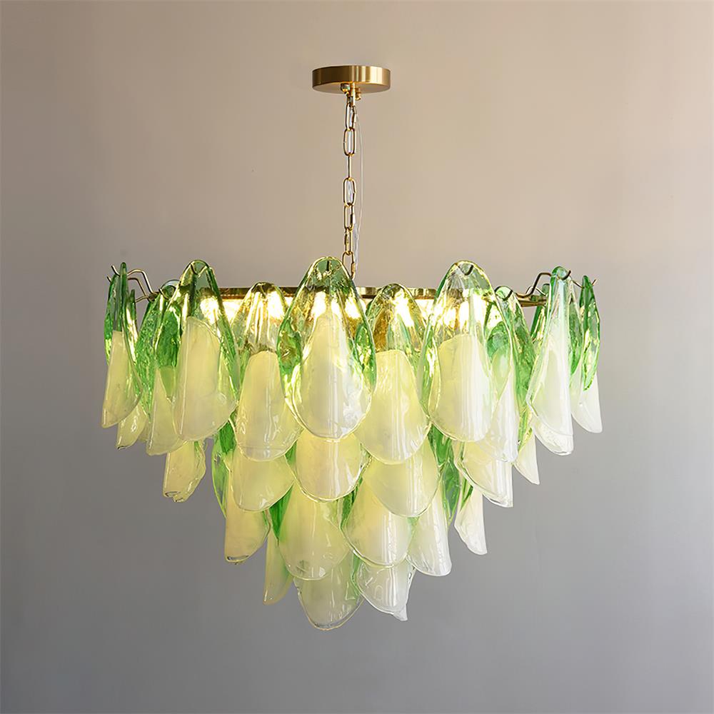 Fuchsia Chandelier Blush & Green Glass Petals - image 14