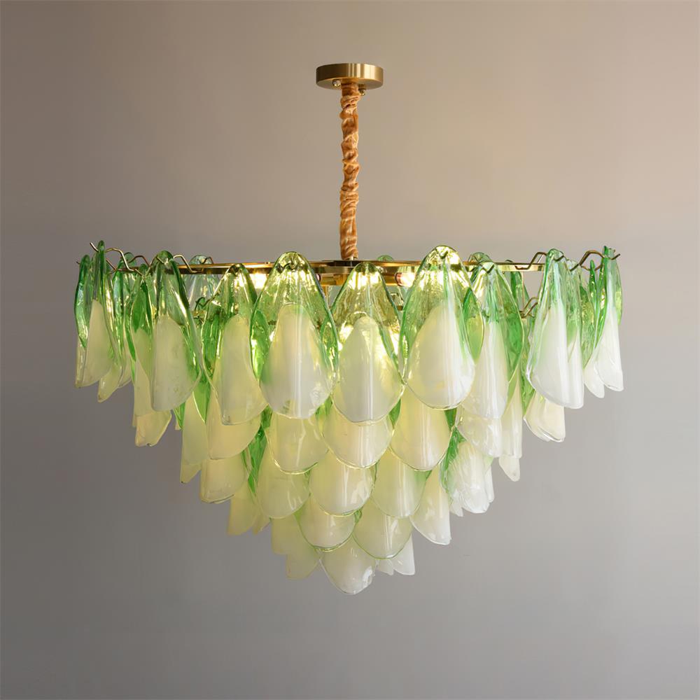 Fuchsia Chandelier Blush & Green Glass Petals - image 31