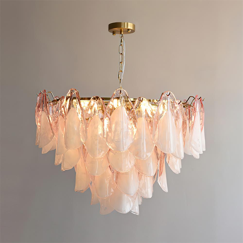 Fuchsia Chandelier Blush & Green Glass Petals - image 16
