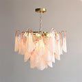 Fuchsia Chandelier Blush & Green Glass Petals - Letslighting