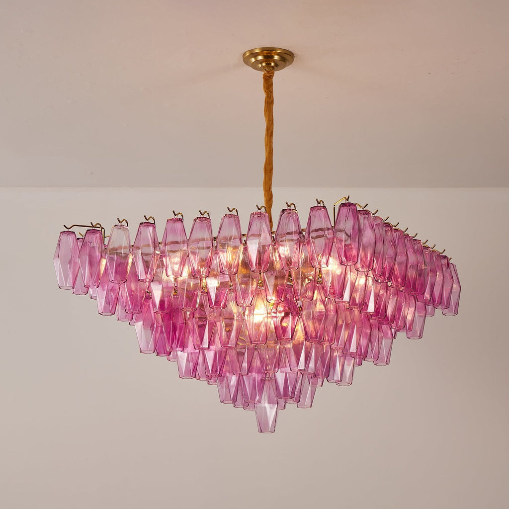 Aurora Chandelier Fuchsia Prism Inverted Pyramid