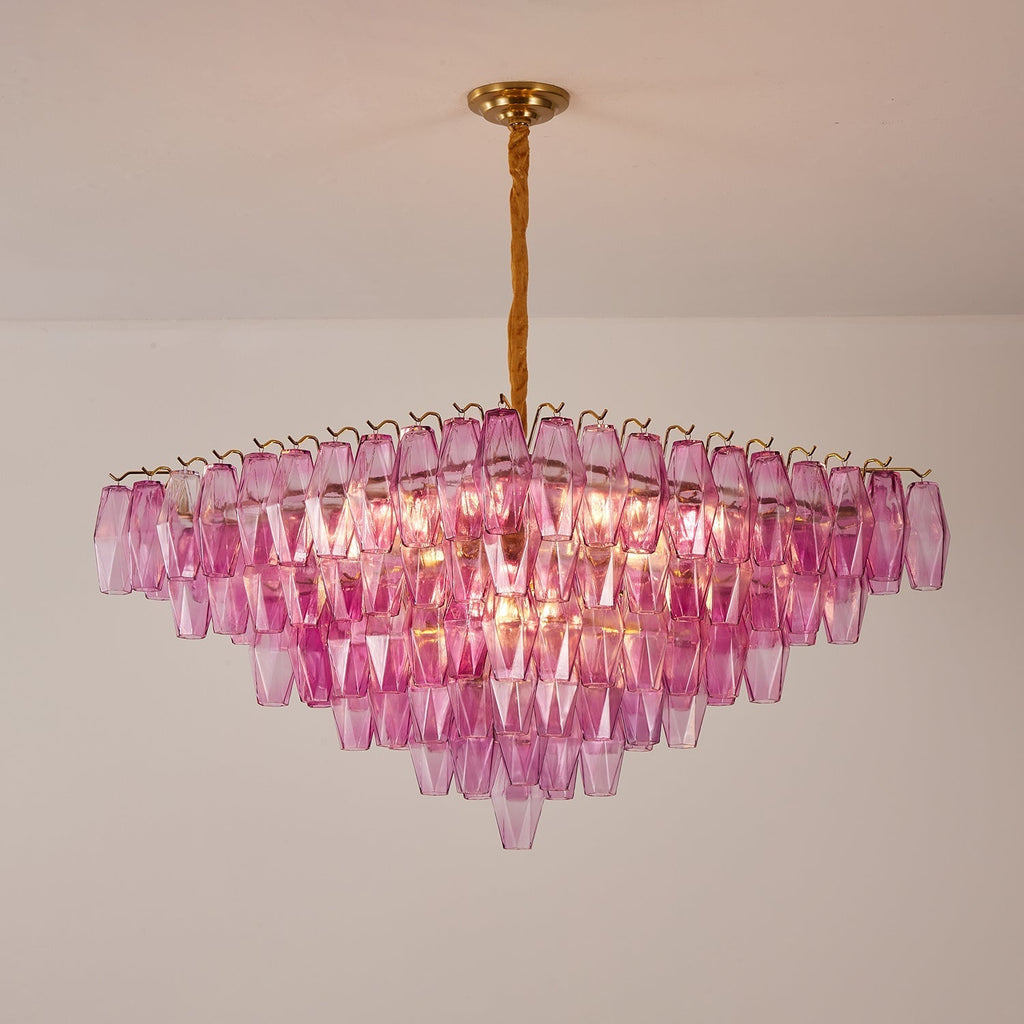 Aurora Chandelier Fuchsia Prism Inverted Pyramid