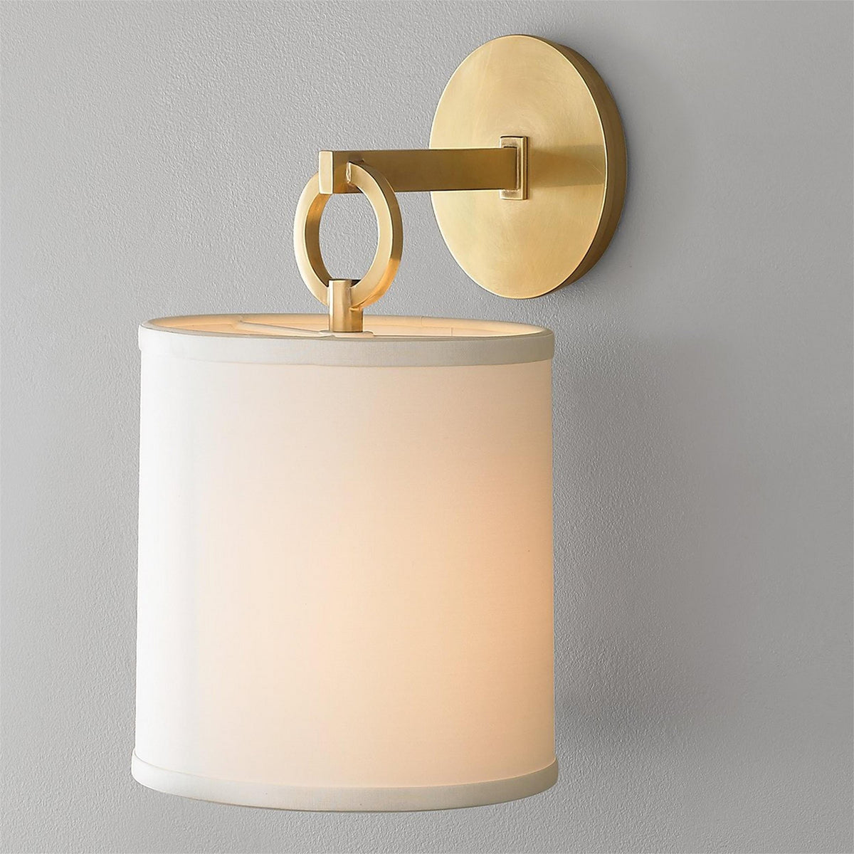 Cotheor Modern Minimalist Circle Brass Fabric Sconce Wall Lamp