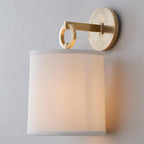 Cotheor Modern Minimalist Circle Brass Fabric Sconce Wall Lamp