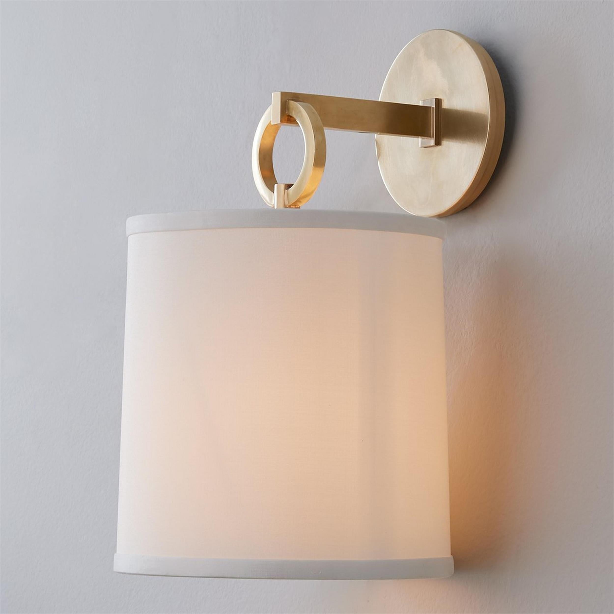 Cotheor Modern Minimalist Circle Brass Fabric Sconce Wall Lamp