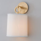 Cotheor Modern Minimalist Circle Brass Fabric Sconce Wall Lamp