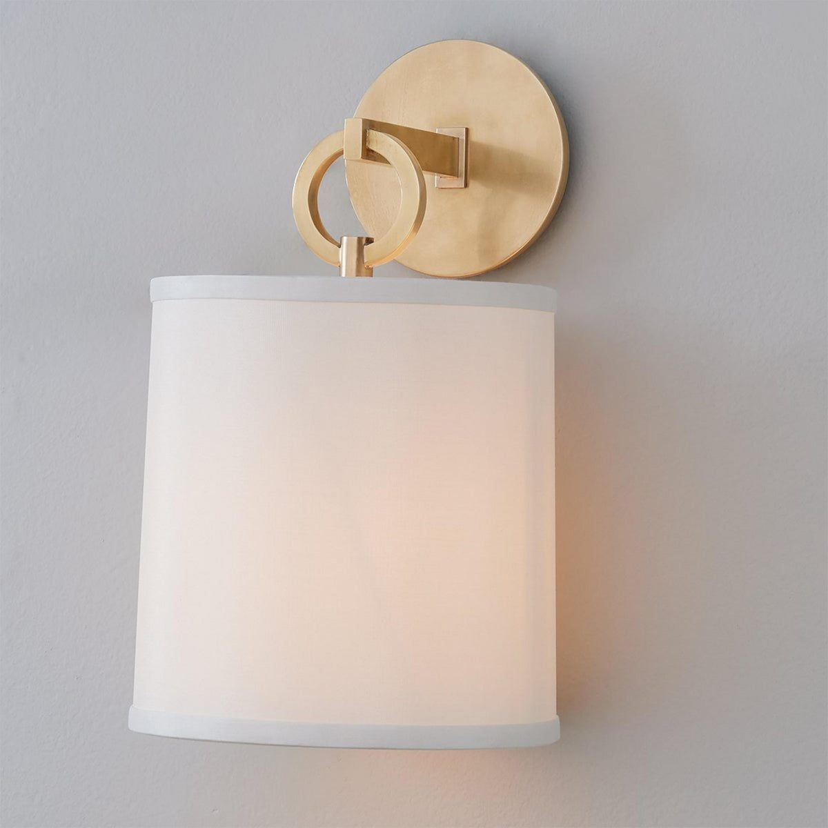 Cotheor Modern Minimalist Circle Brass Fabric Sconce Wall Lamp