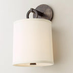 Cotheor Modern Minimalist Circle Brass Fabric Sconce Wall Lamp