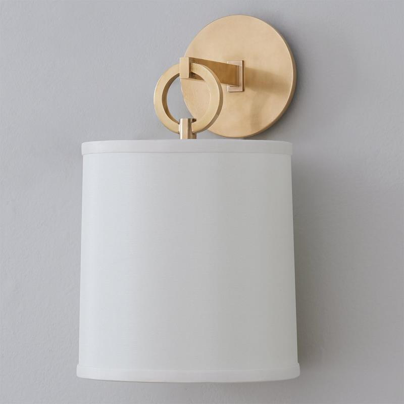 Cotheor Modern Minimalist Circle Brass Fabric Sconce Wall Lamp