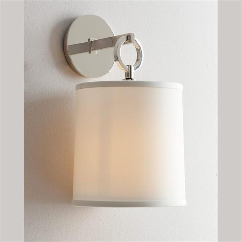 Cotheor Modern Minimalist Circle Brass Fabric Sconce Wall Lamp