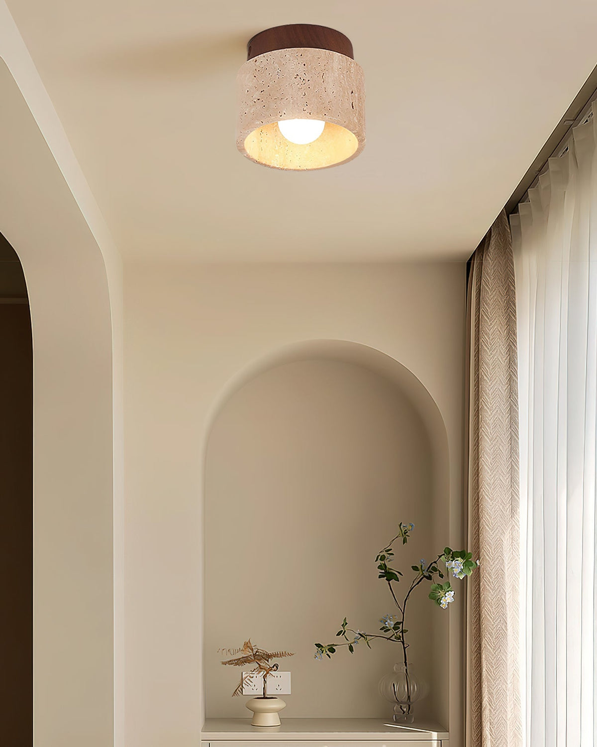 Ritta Sqaure&Round Ceiling Light  Black& Yellow Travertine
