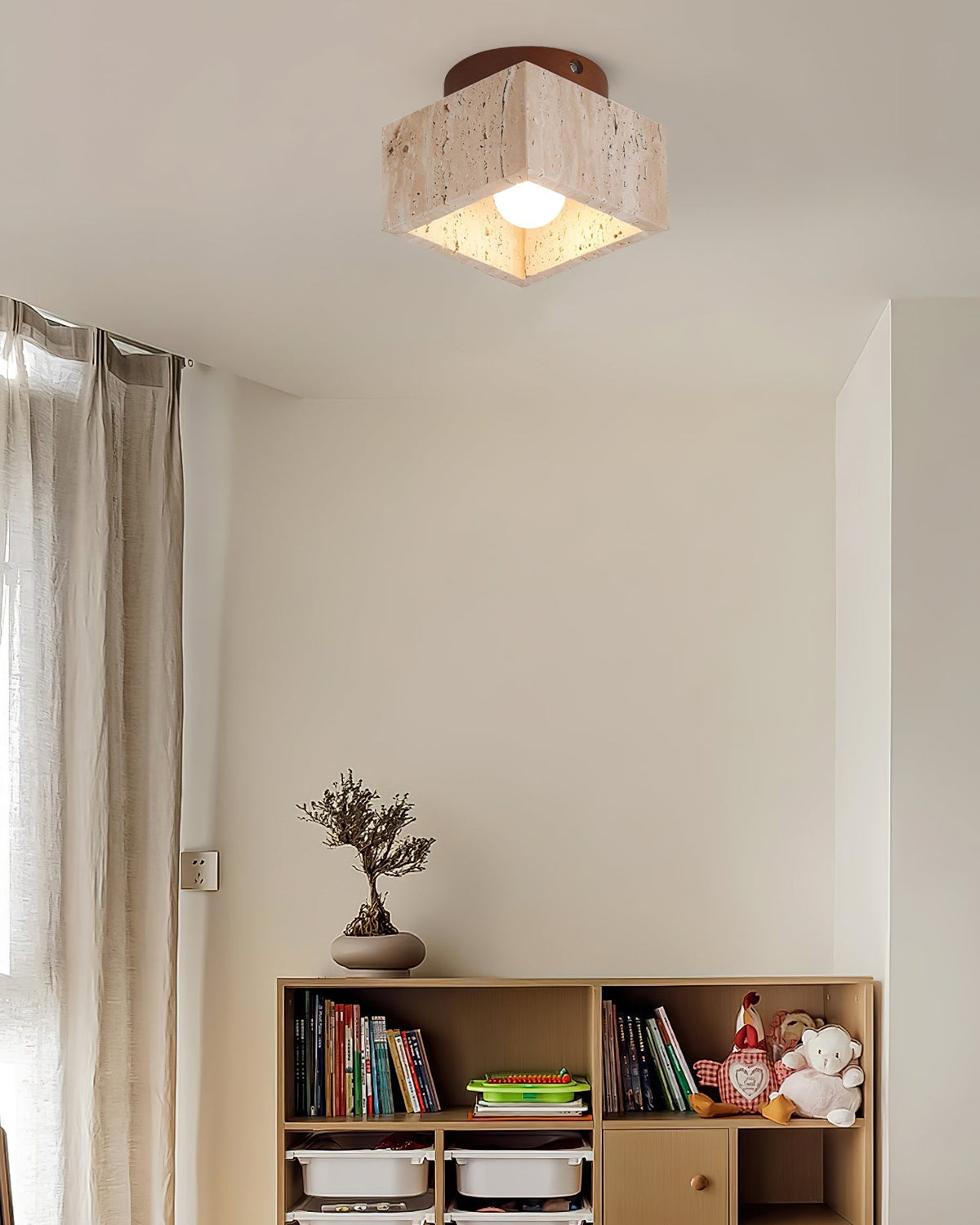 Ritta Sqaure&Round Ceiling Light  Black& Yellow Travertine