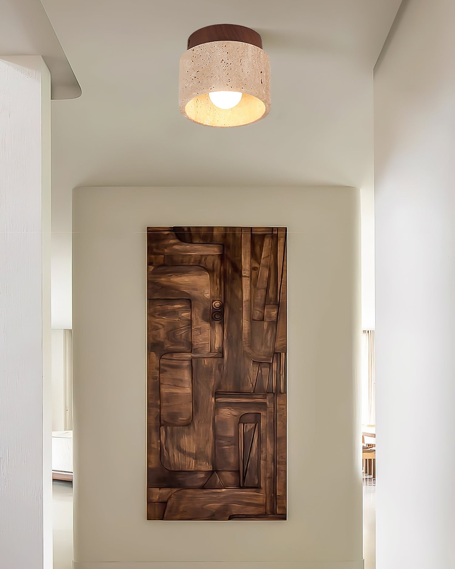 Ritta Sqaure&Round Ceiling Light  Black& Yellow Travertine