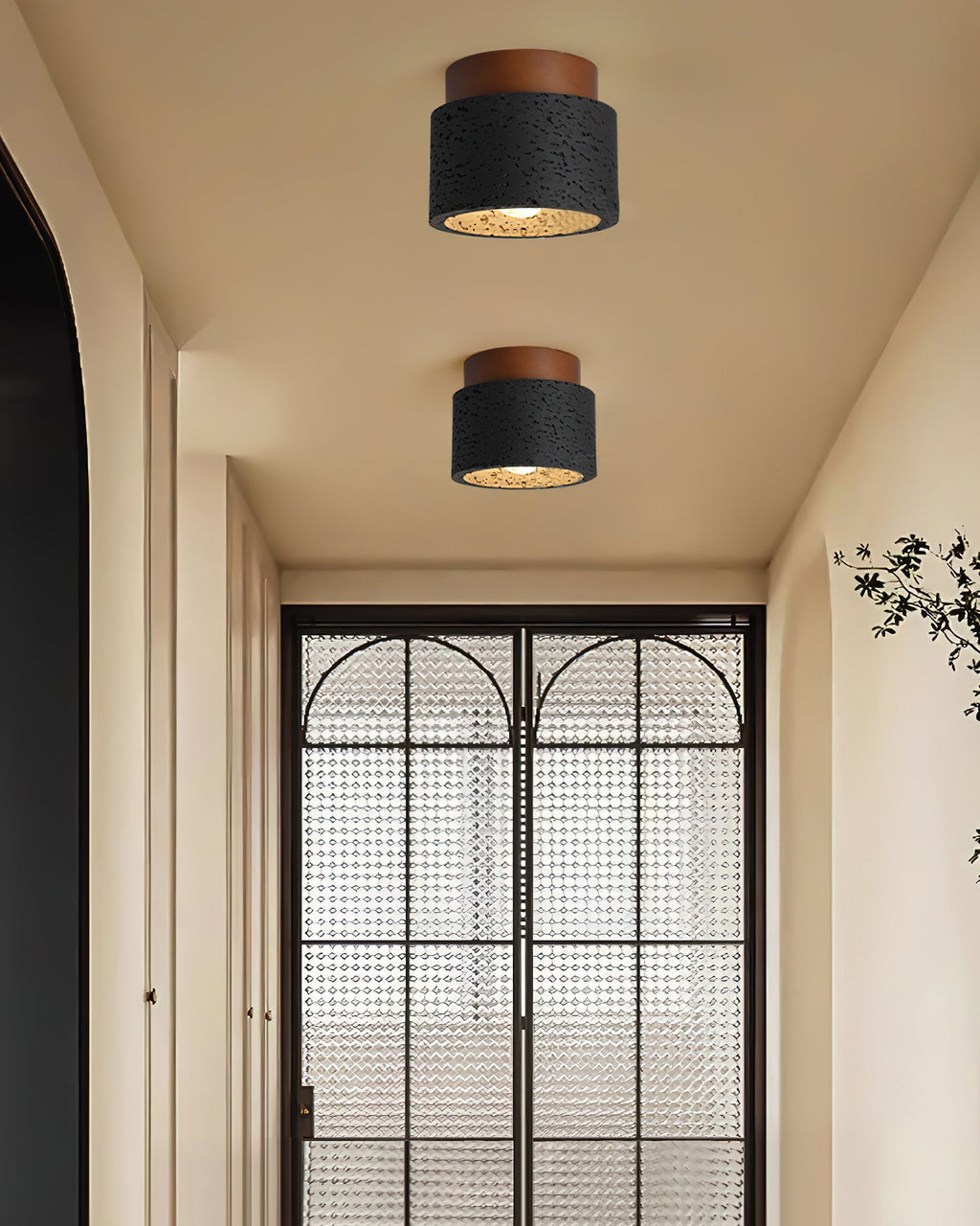 Ritta Sqaure&Round Ceiling Light  Black& Yellow Travertine