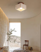 Ritta Sqaure&Round Ceiling Light  Black& Yellow Travertine