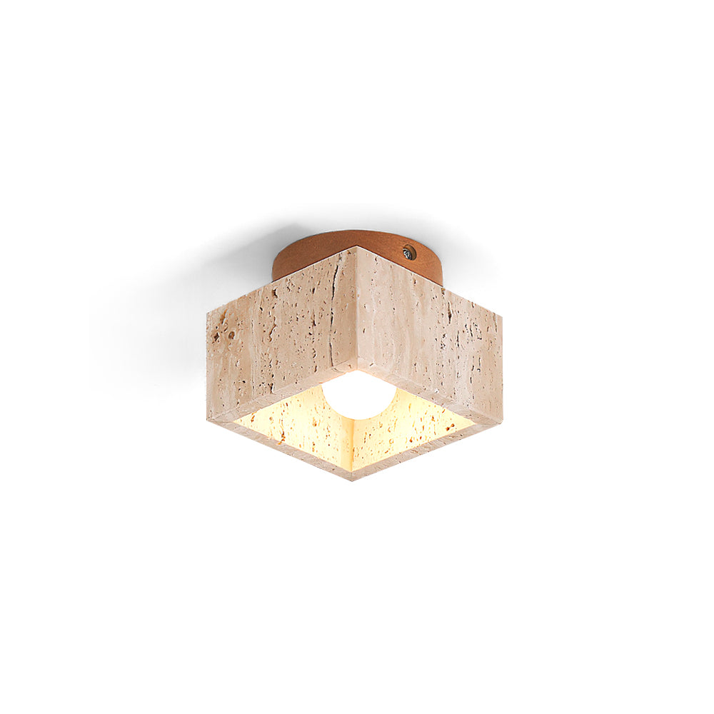 Ritta Sqaure&Round Ceiling Light  Black& Yellow Travertine