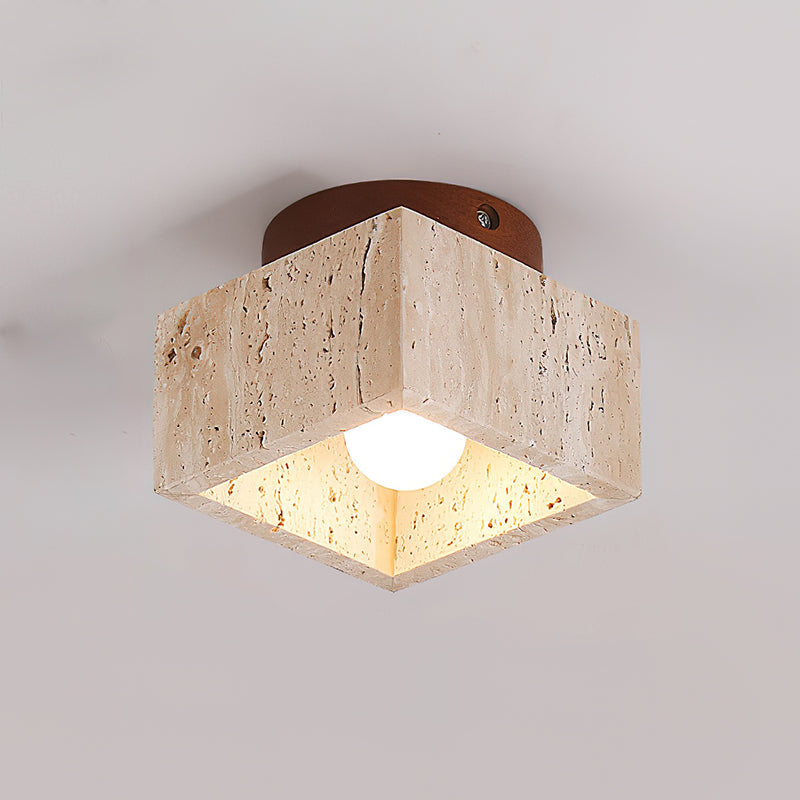 Ritta Sqaure&Round Ceiling Light  Black& Yellow Travertine