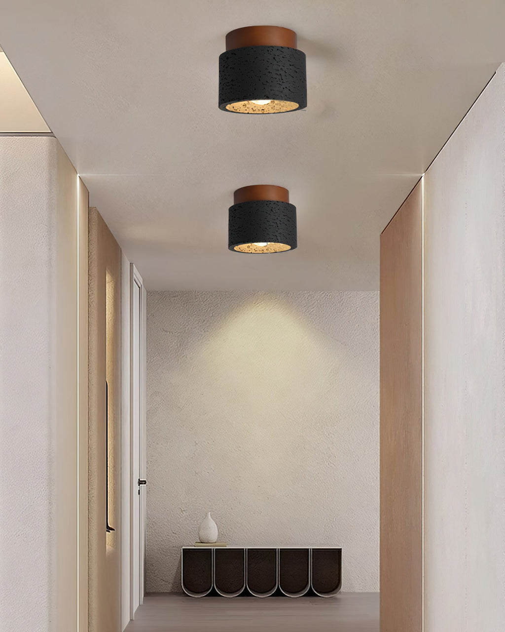 Ritta Sqaure&Round Ceiling Light  Black& Yellow Travertine