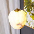 Goose Pendant Lamp Alabaster Brass Sophistication