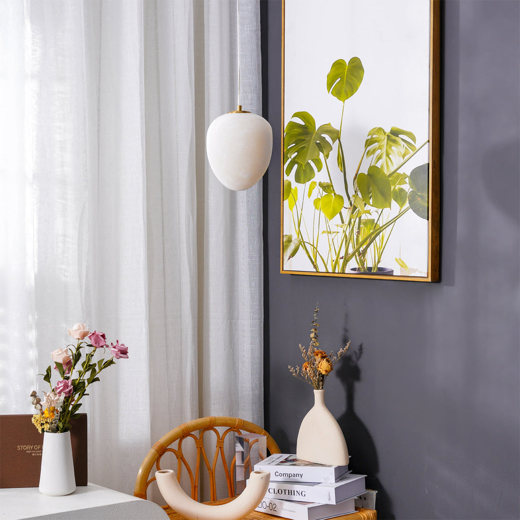 Goose Pendant Lamp Alabaster Brass Sophistication