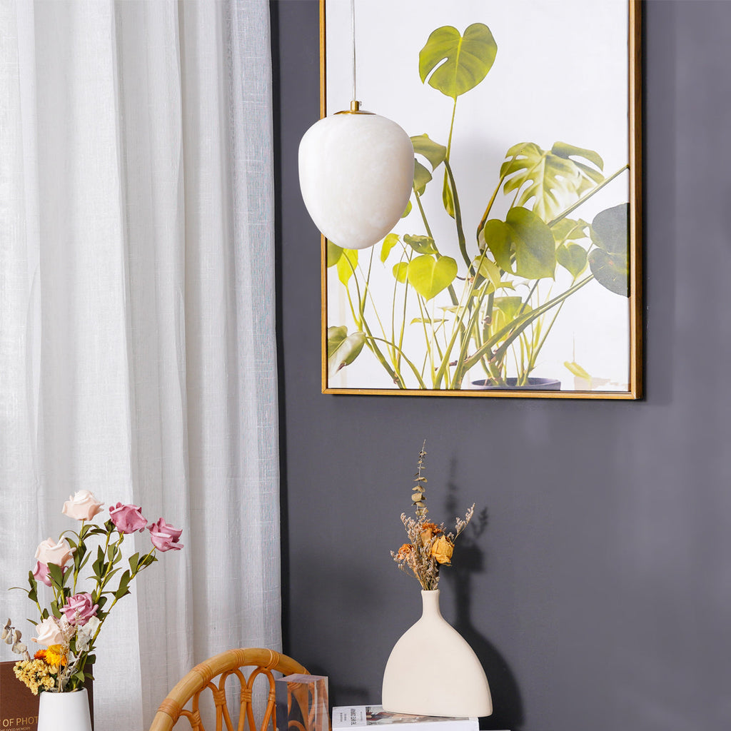 Goose Pendant Lamp Alabaster Brass Sophistication