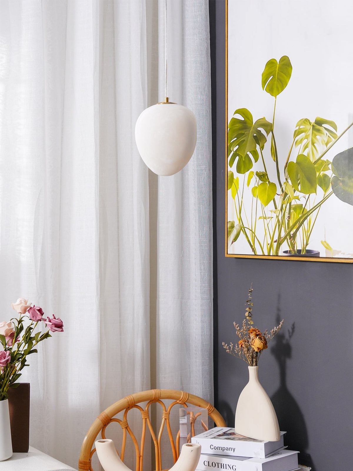 Goose Pendant Lamp Alabaster Brass Sophistication