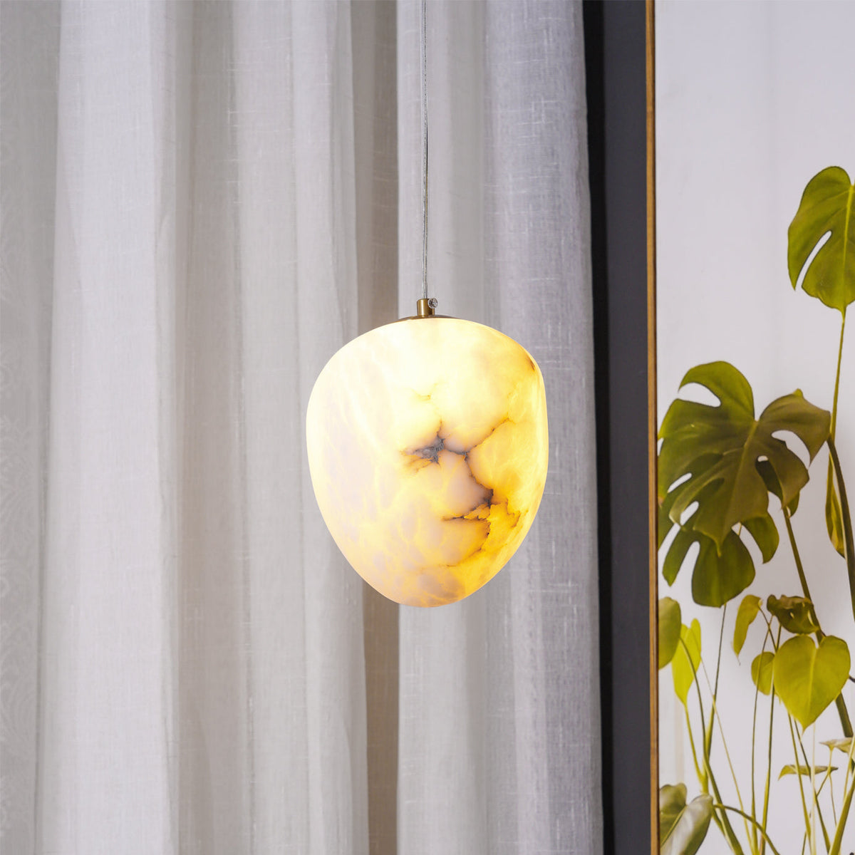 Goose Pendant Lamp Alabaster Brass Sophistication