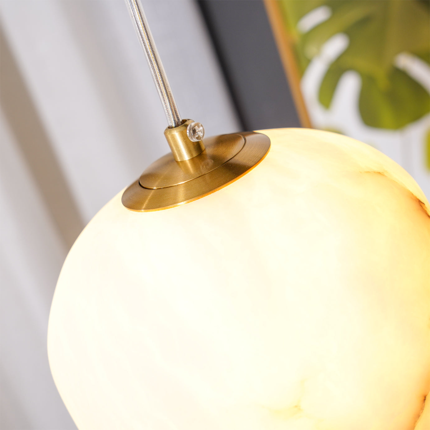 Goose Pendant Lamp Alabaster Brass Sophistication
