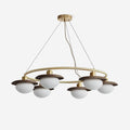 Gama Chandelier Copper Wood Round Vintage