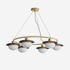 Gama Chandelier Copper Wood Round Vintage