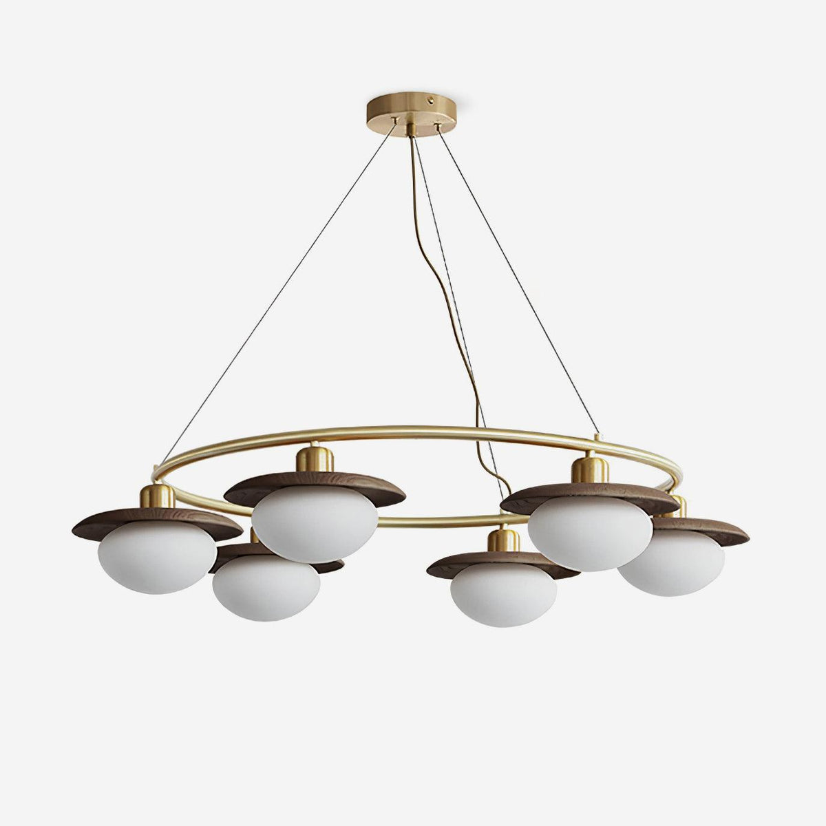 Gama Chandelier Copper Wood Round Vintage