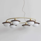 Gama Chandelier Copper Wood Round Vintage