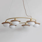 Gama Chandelier Copper Wood Round Vintage
