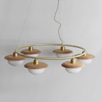 Gama Chandelier Copper Wood Round Vintage