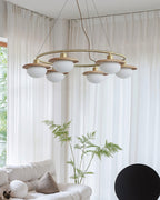 Gama Chandelier Copper Wood Round Vintage