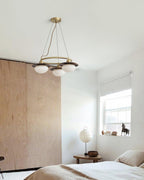 Gama Chandelier Copper Wood Round Vintage