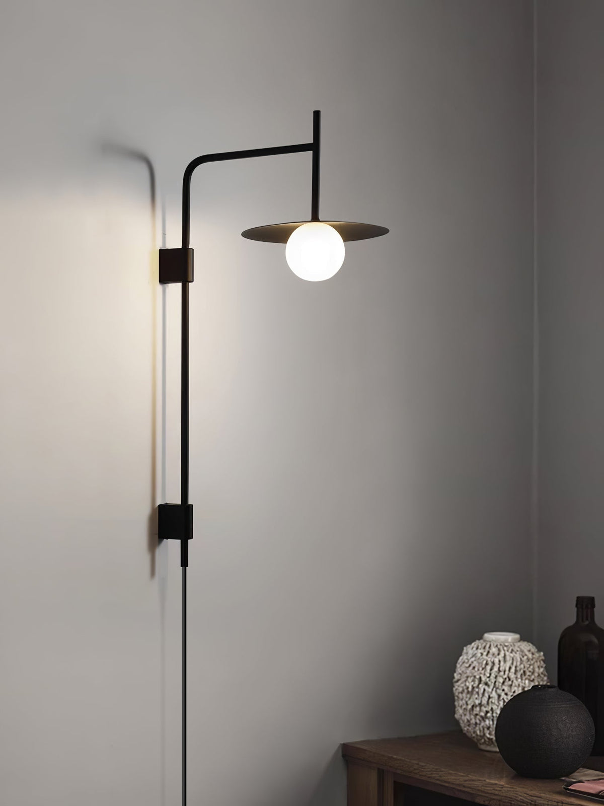 Edan Swing Arm Plug-in Glass Wall Lamp