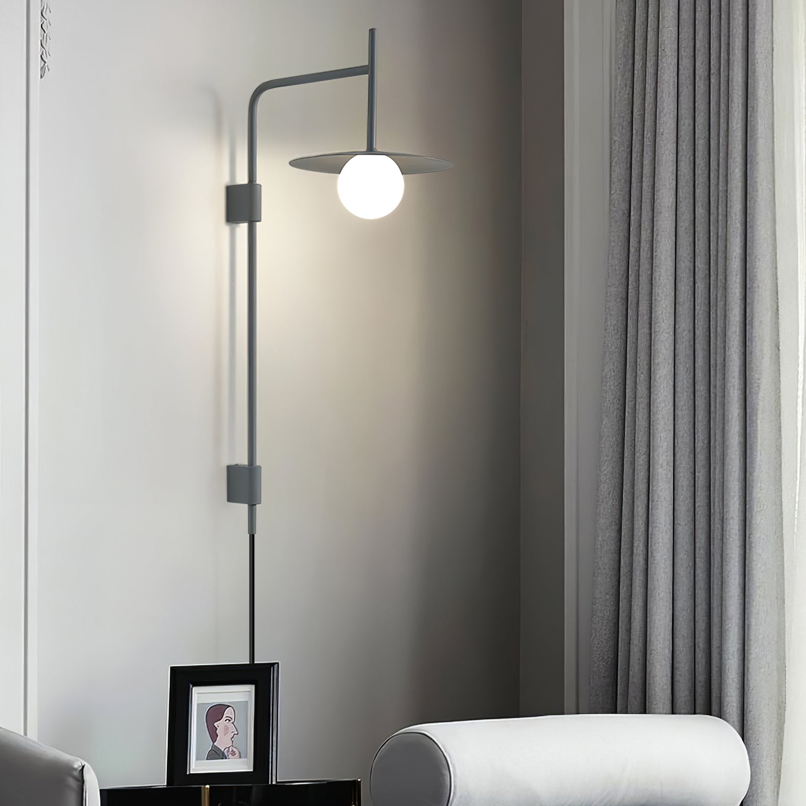 Edan Swing Arm Plug-in Glass Wall Lamp