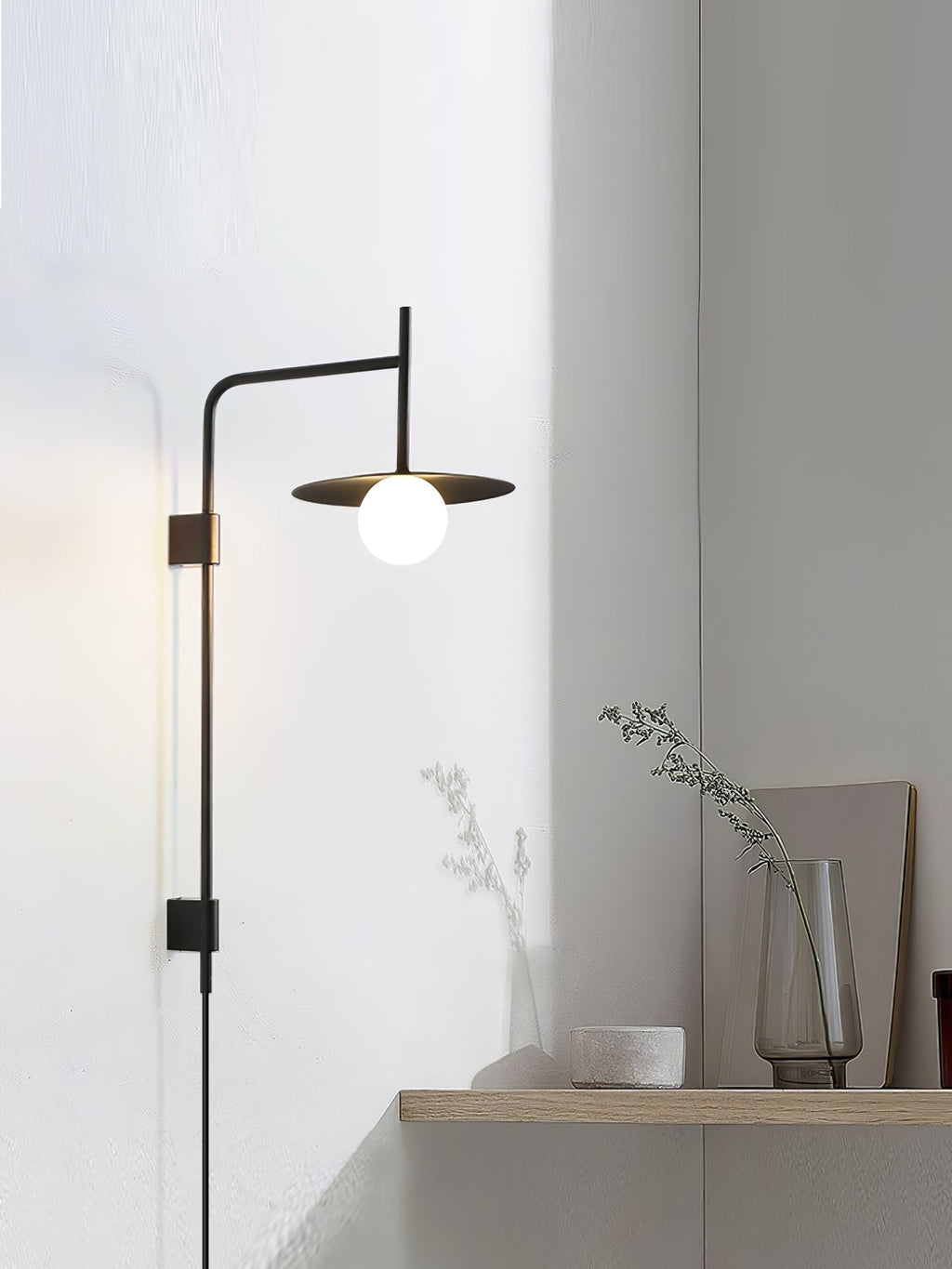 Edan Swing Arm Plug-in Glass Wall Lamp