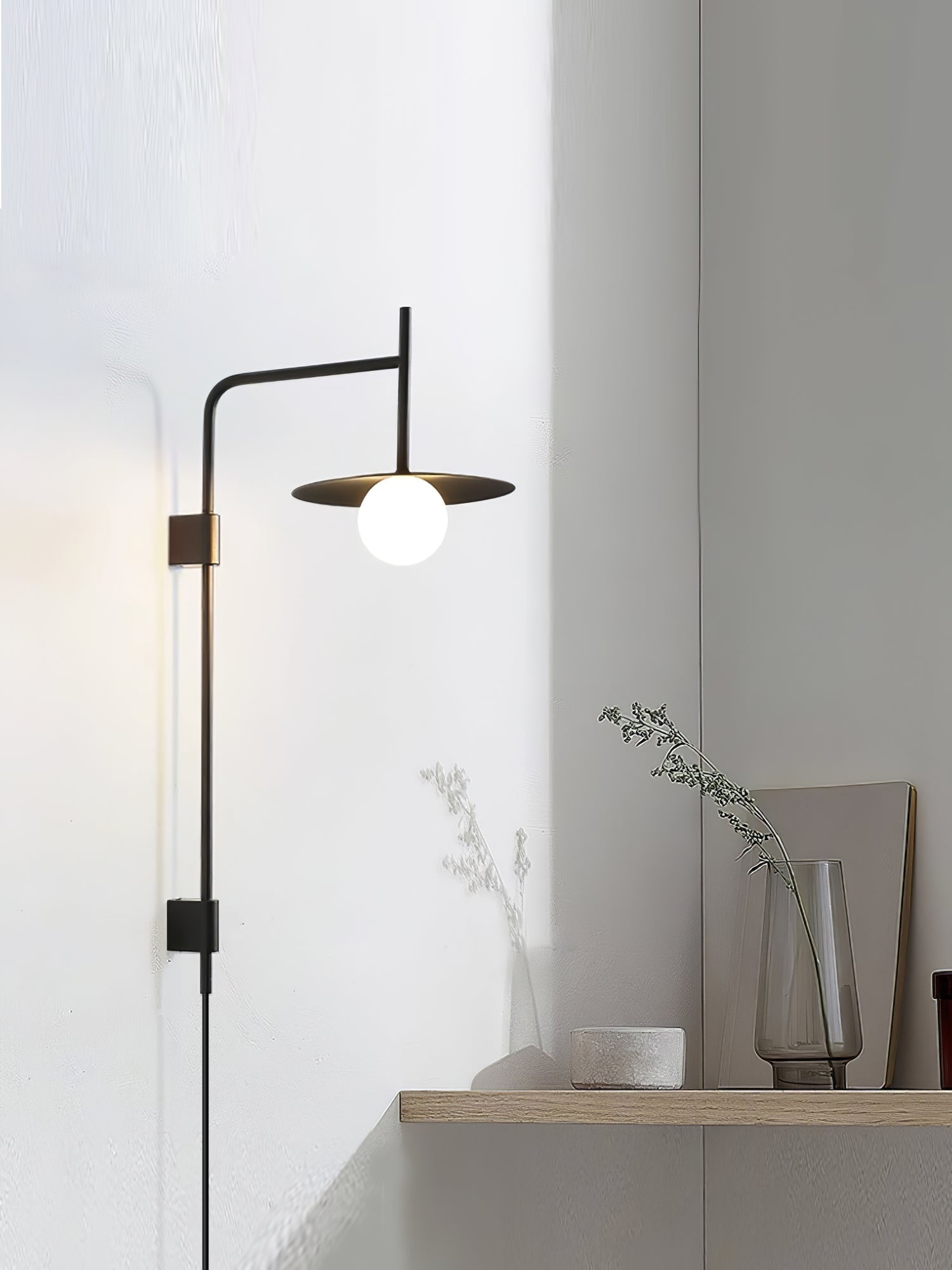 Edan Swing Arm Plug-in Glass Wall Lamp