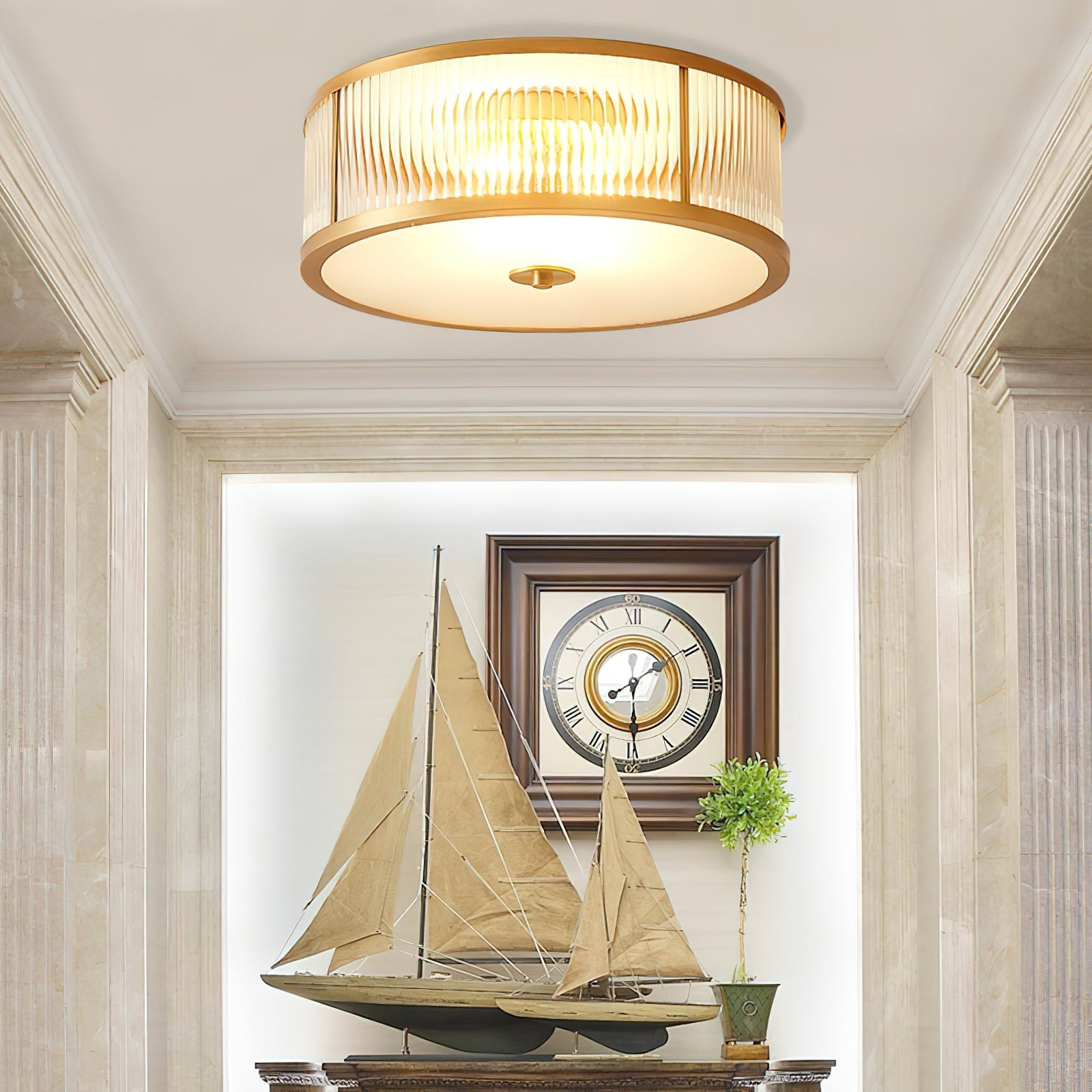 Avvynila Modern Minimalist Brass Glass CeIling Lamp