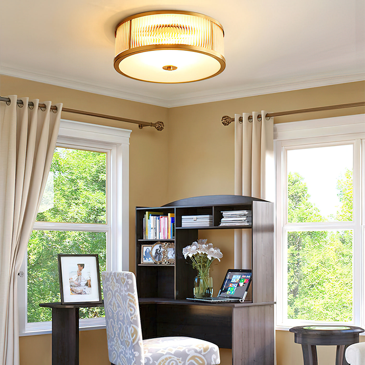 Avvynila Modern Minimalist Brass Glass CeIling Lamp