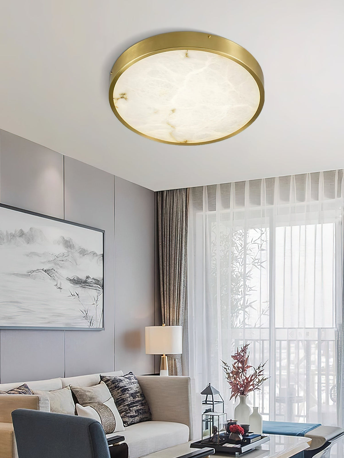 Uzoror Modern Minimalist Recessed Alabaster Ceiling Light