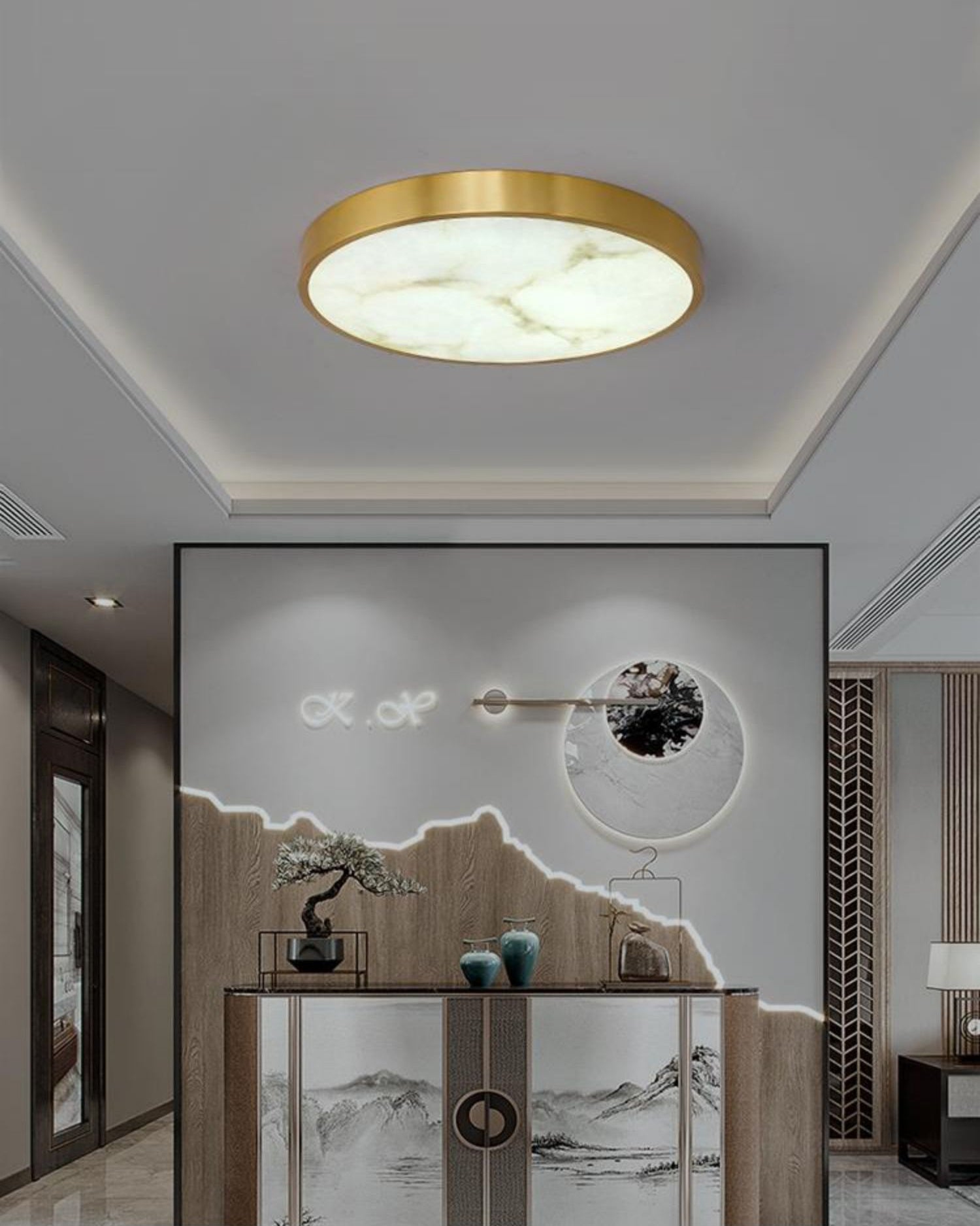 Uzoror Modern Minimalist Recessed Alabaster Ceiling Light